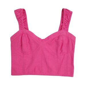Pink Shirred Crop Top With Ruched Straps By Jopra - L, for women, NWT.